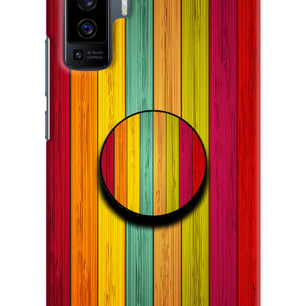 Multicolor Wooden Vivo X50 Pop Case by Casekaro