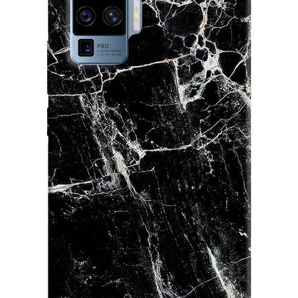 Black Marble Texture Vivo X50 Pro Hard Case Back Cover by Casekaro