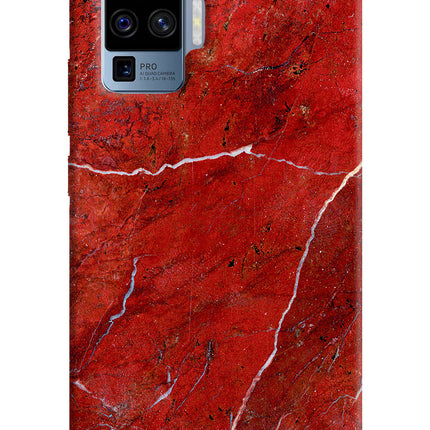 Red Marble Design Vivo X50 Pro Hard Case Back Cover by Casekaro