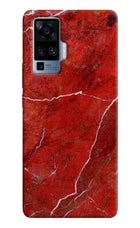 Red Marble Design Vivo X50 Pro Hard Case Back Cover by Casekaro