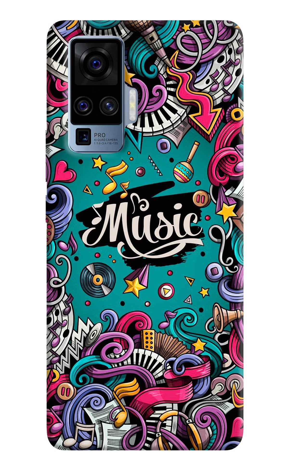 Music Graffiti Vivo X50 Pro Hard Case Back Cover by Casekaro