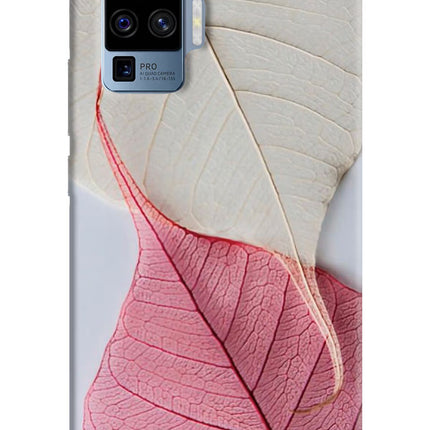 White Pink Leaf Vivo X50 Pro Hard Case Back Cover by Casekaro