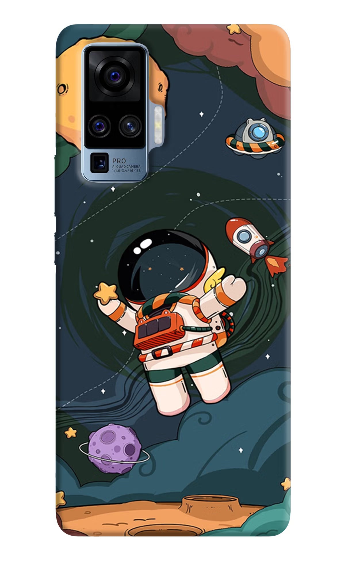 Cartoon Astronaut Vivo X50 Pro Hard Case Back Cover by Casekaro