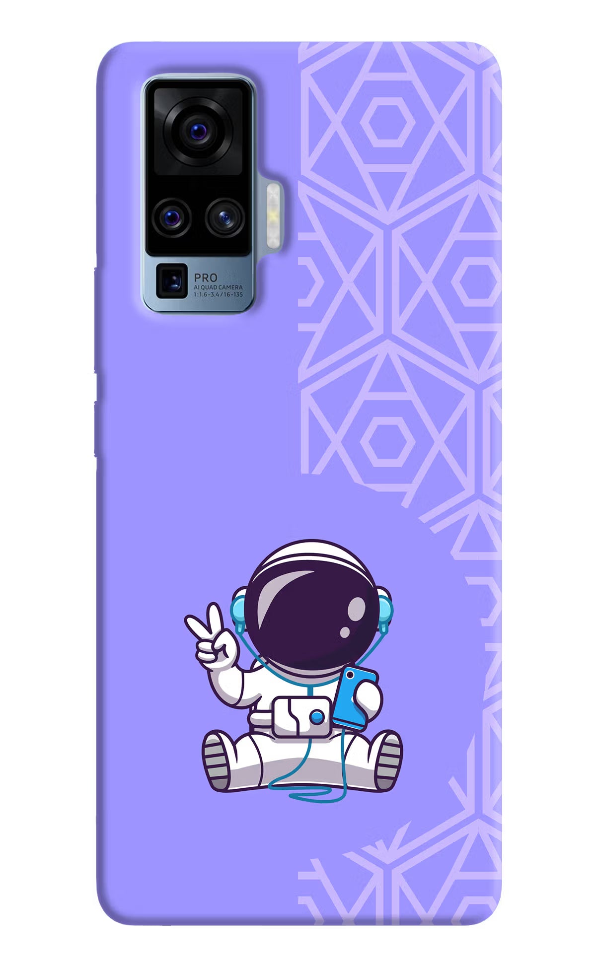 Cute Astronaut Chilling Vivo X50 Pro Hard Case Back Cover by Casekaro