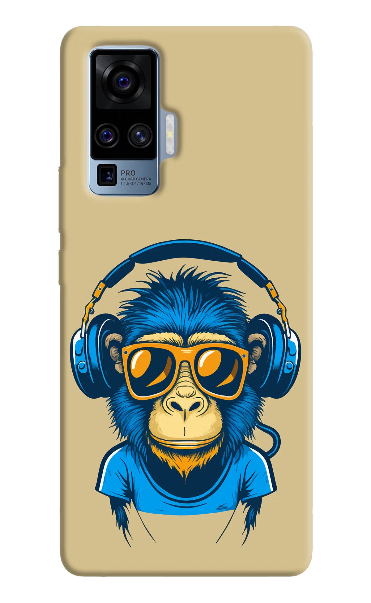 Monkey Headphone Vivo X50 Pro Hard Case Back Cover by Casekaro
