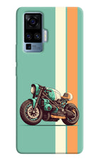 Striped Moto Drift Vivo X50 Pro Hard Case Back Cover by Casekaro