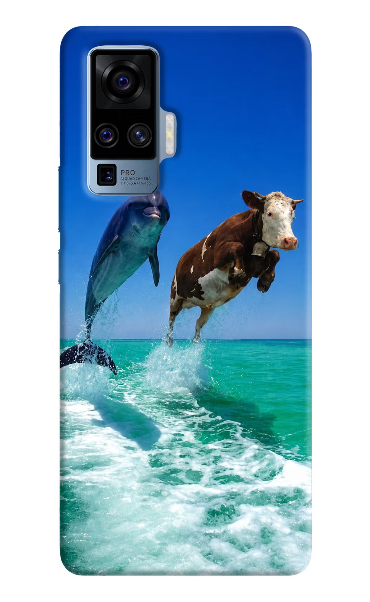 Dolphin vs Cow Vivo X50 Pro Hard Case Back Cover by Casekaro
