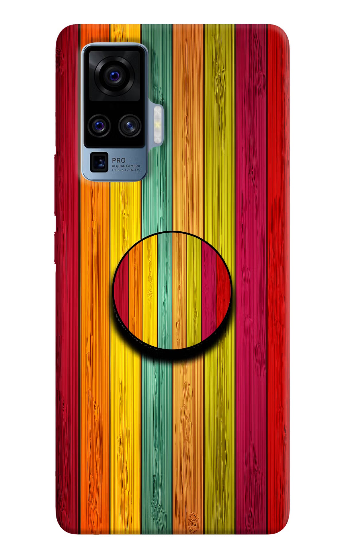 Multicolor Wooden Vivo X50 Pro Pop Case by Casekaro