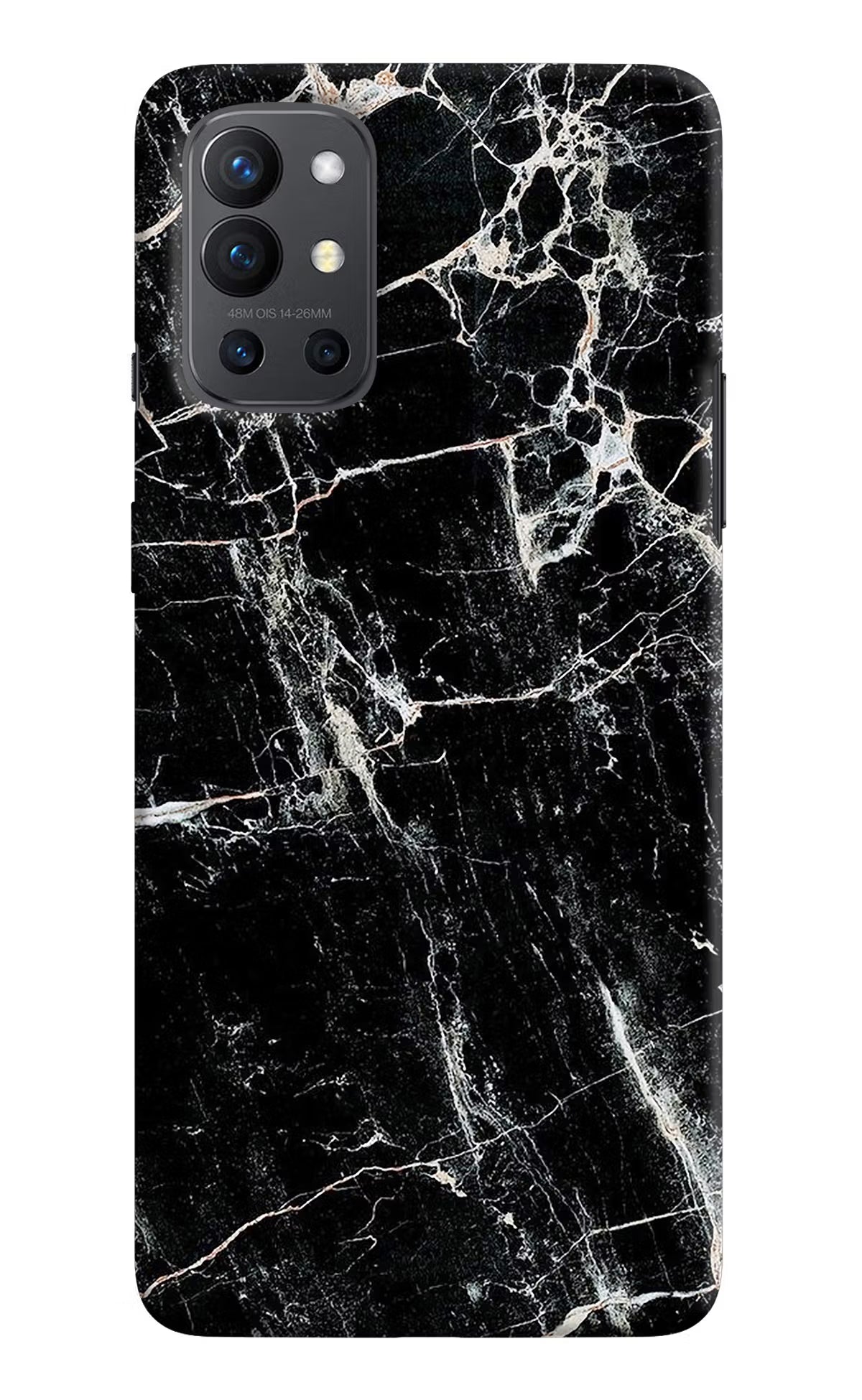 Black Marble Texture Oneplus 9R Hard Case Back Cover by Casekaro