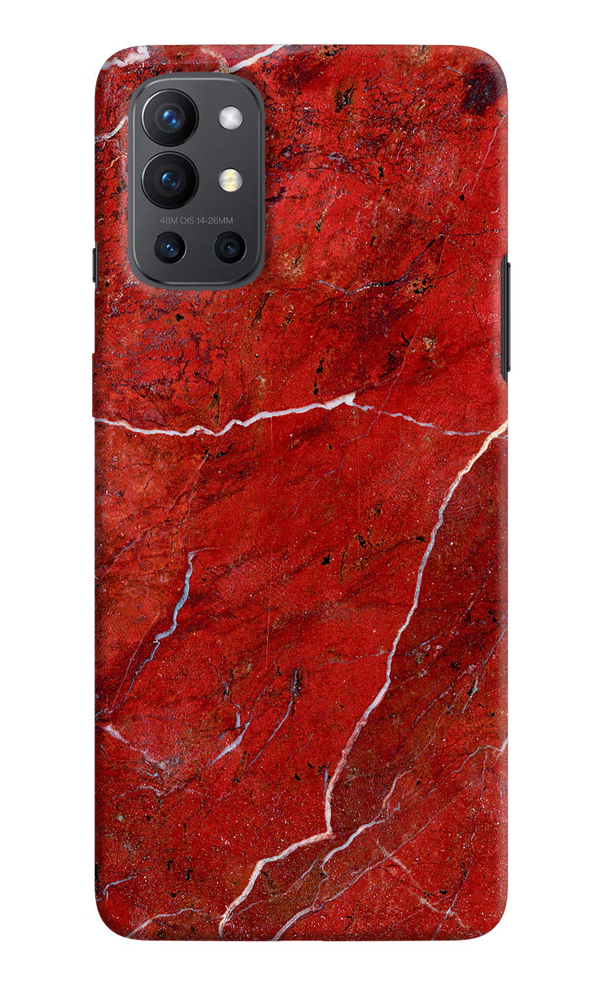Red Marble Design Oneplus 9R Hard Case Back Cover by Casekaro