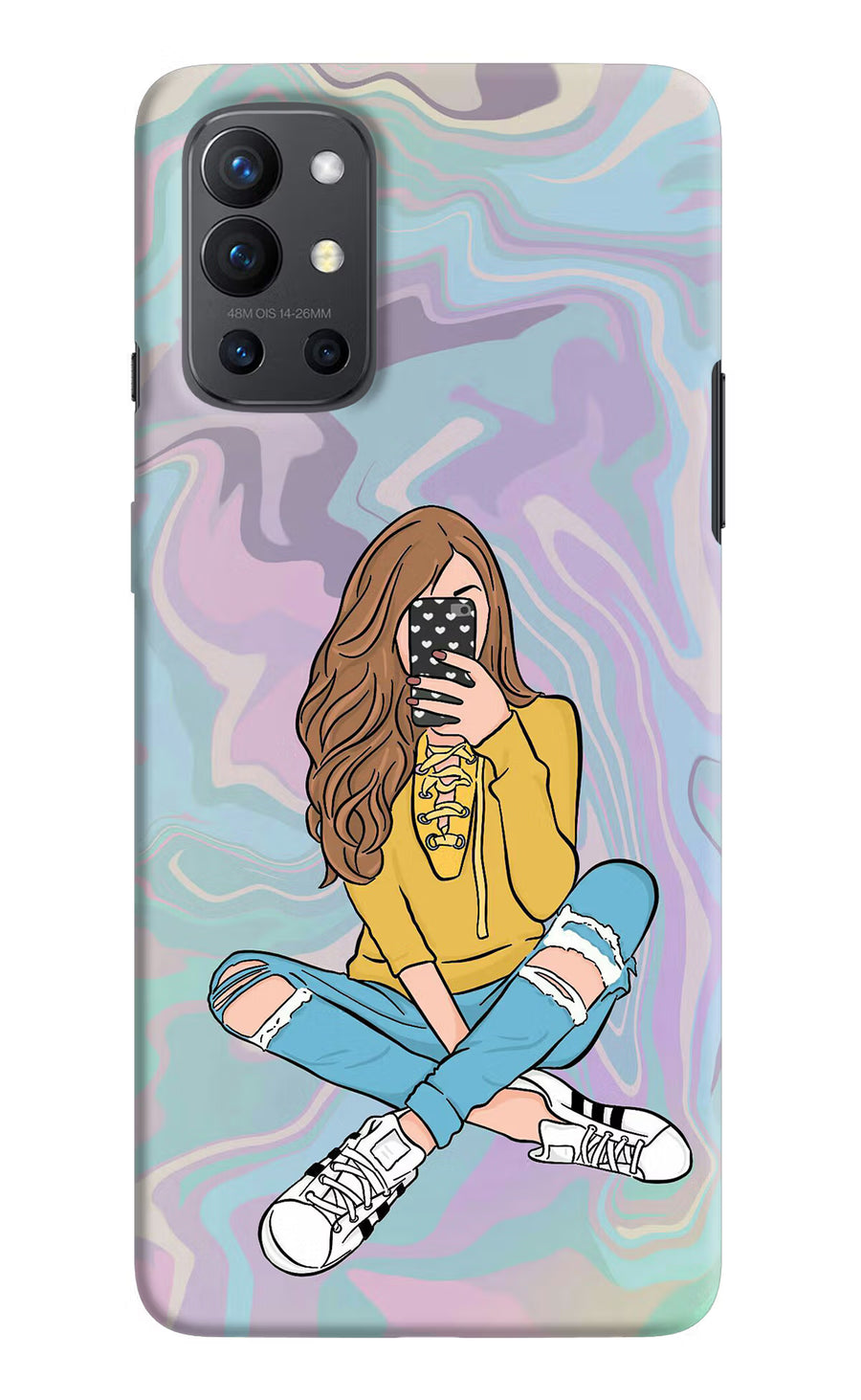 Selfie Girl Oneplus 9R Back Cover, Hard case
