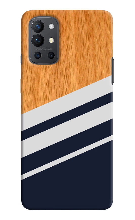 Blue and white wooden Oneplus 9R Hard Case Back Cover by Casekaro