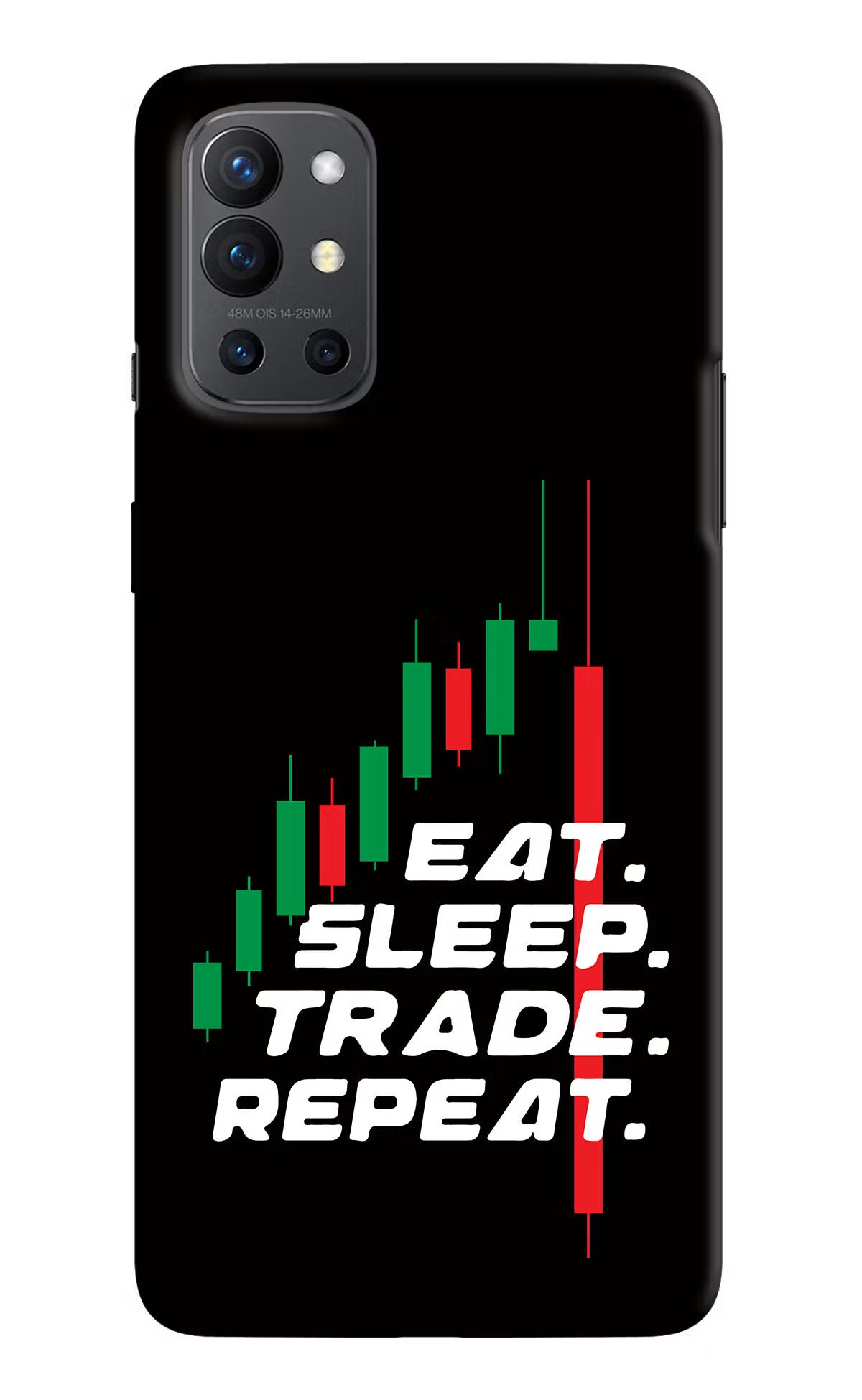 Eat Sleep Trade Repeat Oneplus 9R Hard Case Back Cover by Casekaro