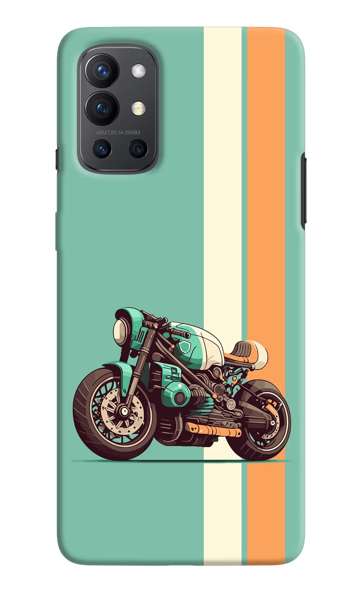 Striped Moto Drift Oneplus 9R Hard Case Back Cover by Casekaro
