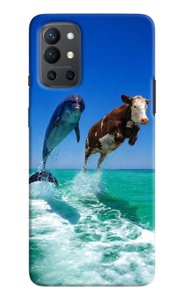 Dolphin vs Cow Oneplus 9R Hard Case Back Cover by Casekaro