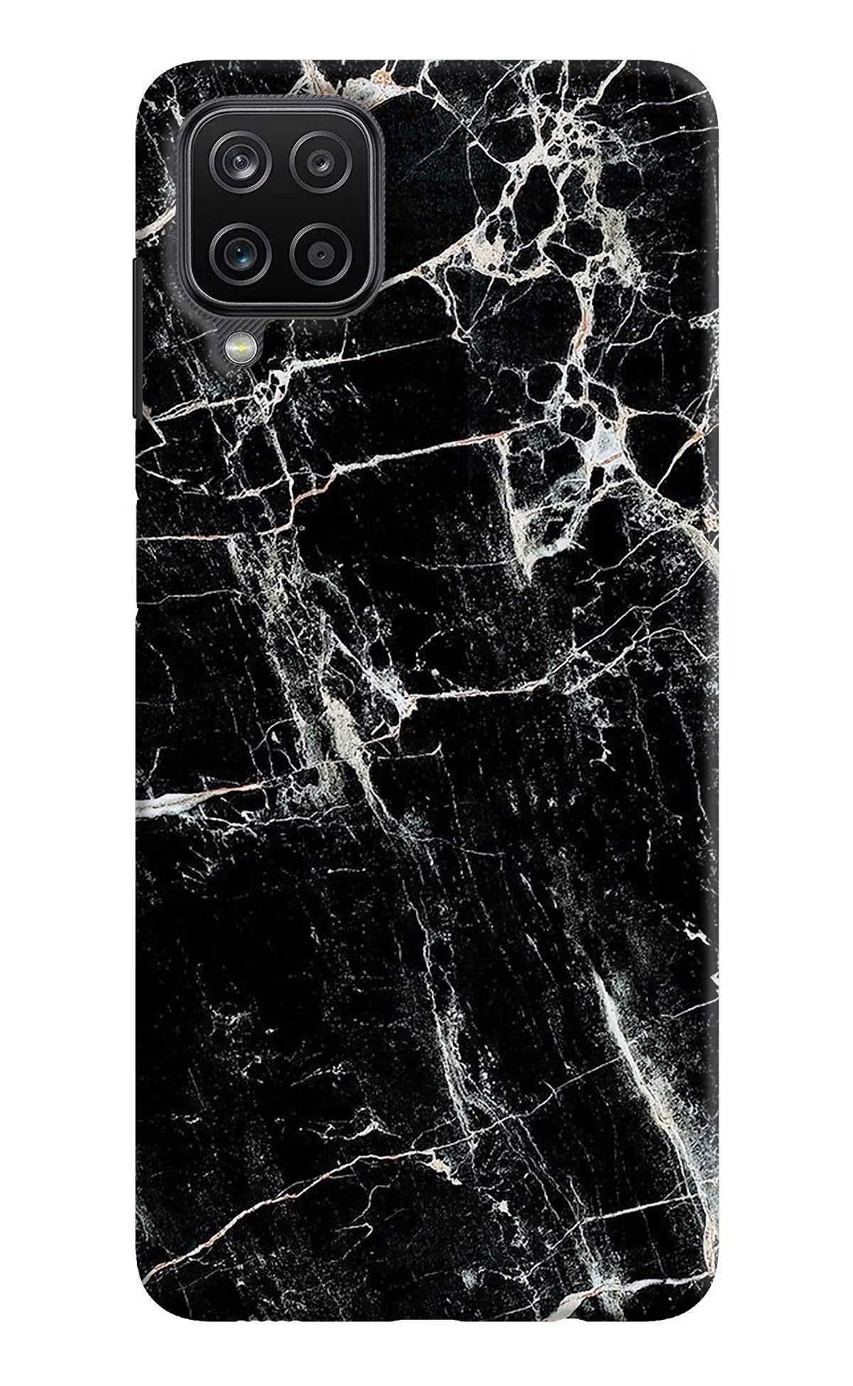 Black Marble Texture Samsung M12/F12 Hard Case Back Cover by Casekaro