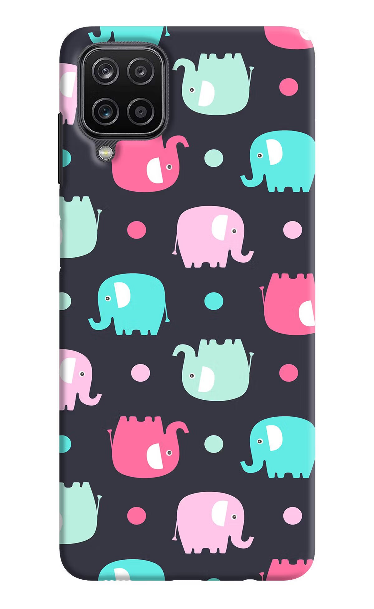 Elephants Samsung M12/F12 Hard Case Back Cover by Casekaro
