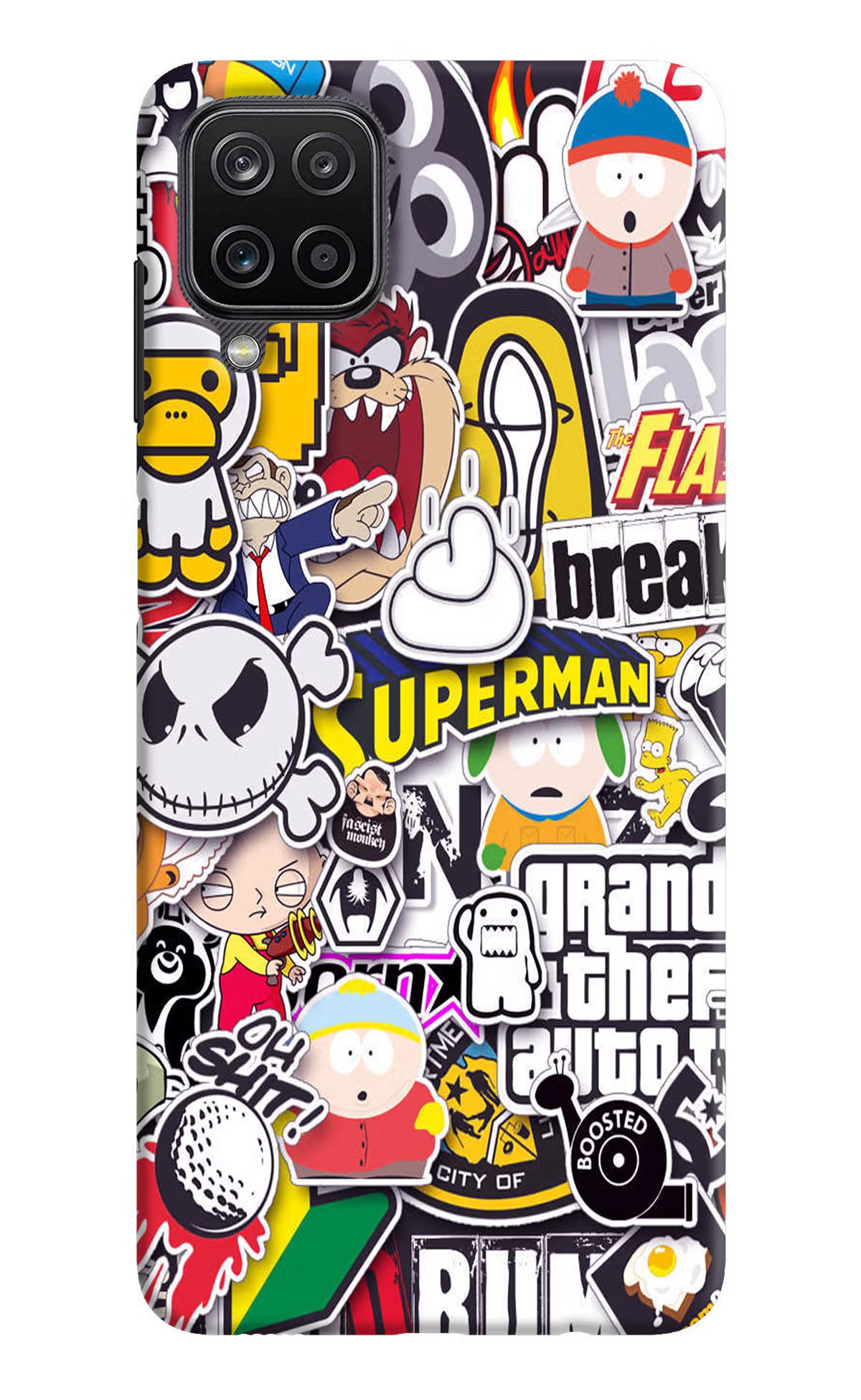 Sticker Bomb Samsung M12/F12 Hard Case Back Cover by Casekaro
