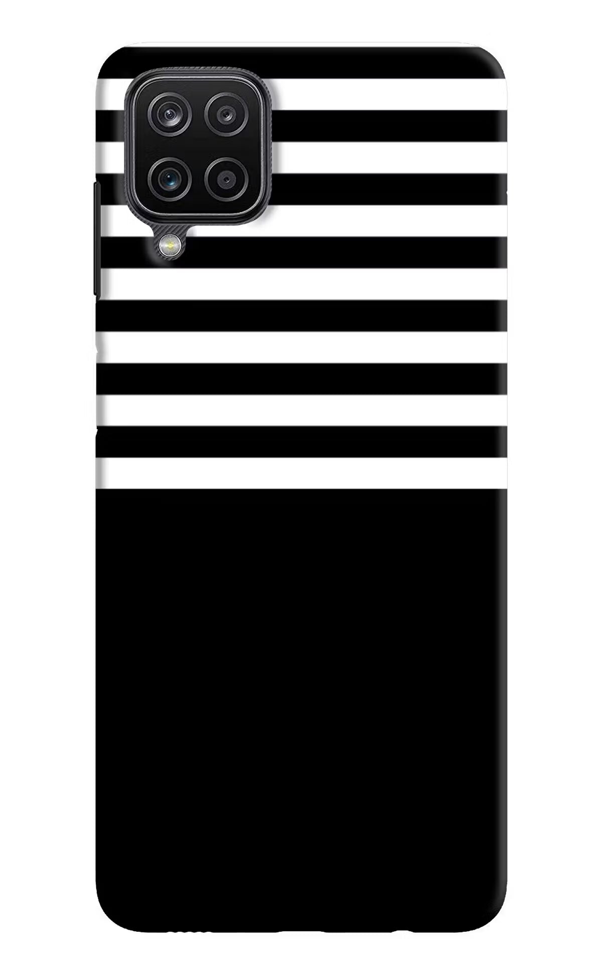 Black and White Print Samsung M12/F12 Hard Case Back Cover by Casekaro
