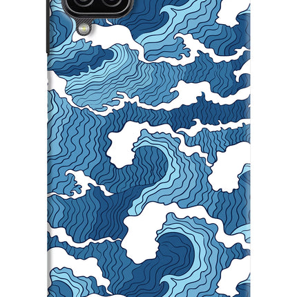 Blue Waves Samsung M12/F12 Hard Case Back Cover by Casekaro