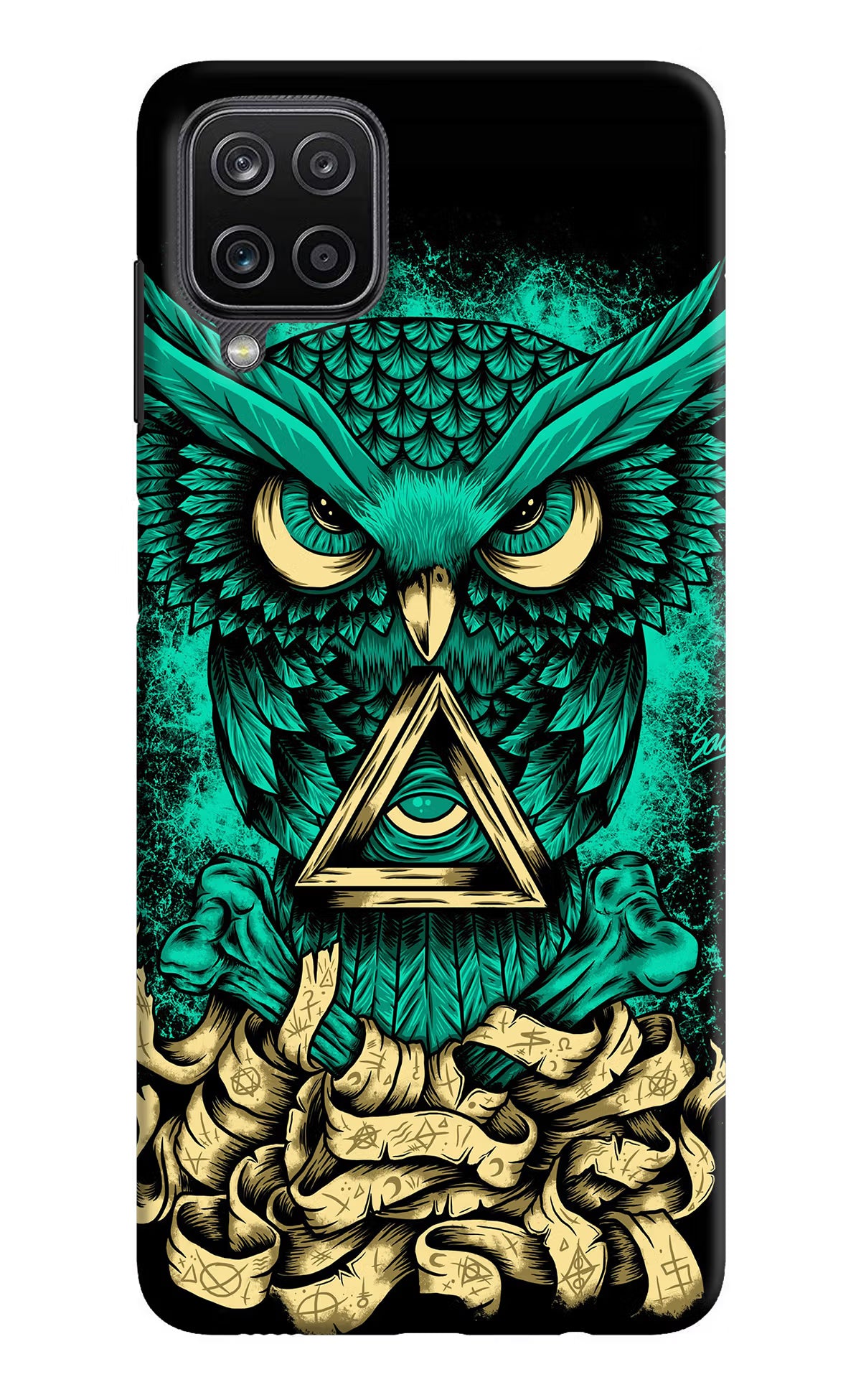Green Owl Samsung M12/F12 Hard Case Back Cover by Casekaro