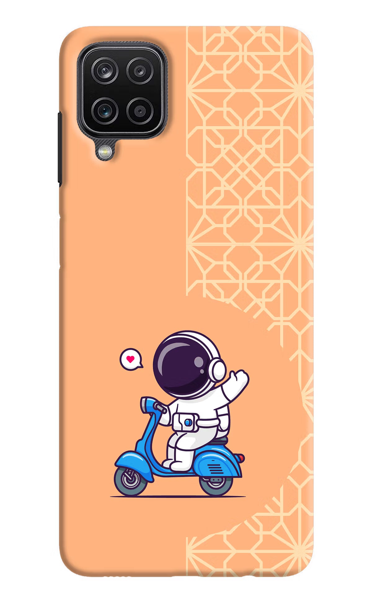 Cute Astronaut Riding Samsung M12/F12 Hard Case Back Cover by Casekaro