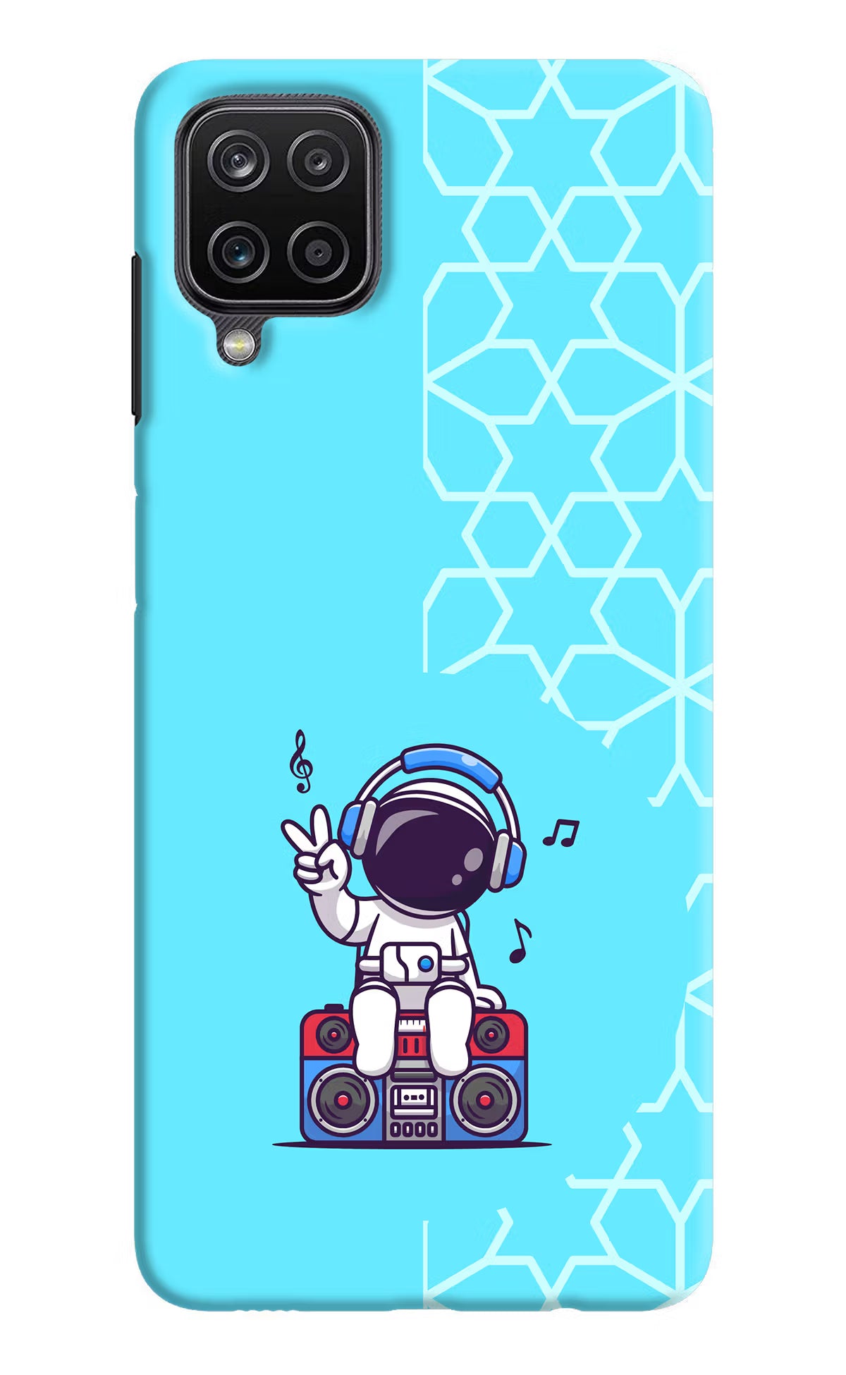 Cute Astronaut Chilling Samsung M12/F12 Hard Case Back Cover by Casekaro