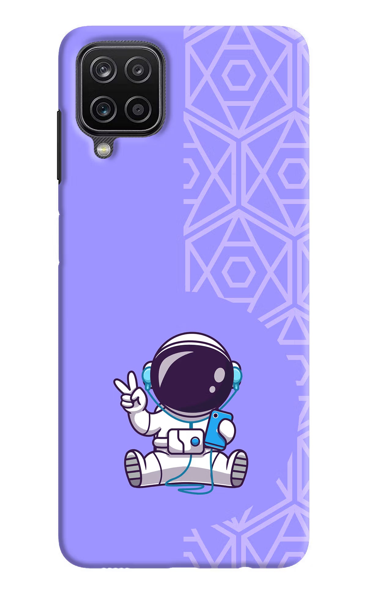 Cute Astronaut Chilling Samsung M12/F12 Hard Case Back Cover by Casekaro