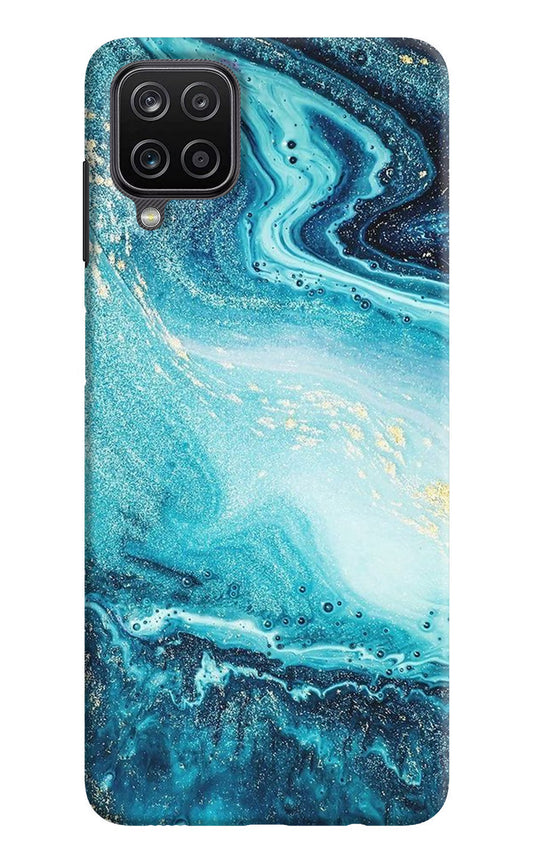 Blue Glitter Marble Samsung M12/F12 Hard Case Back Cover by Casekaro