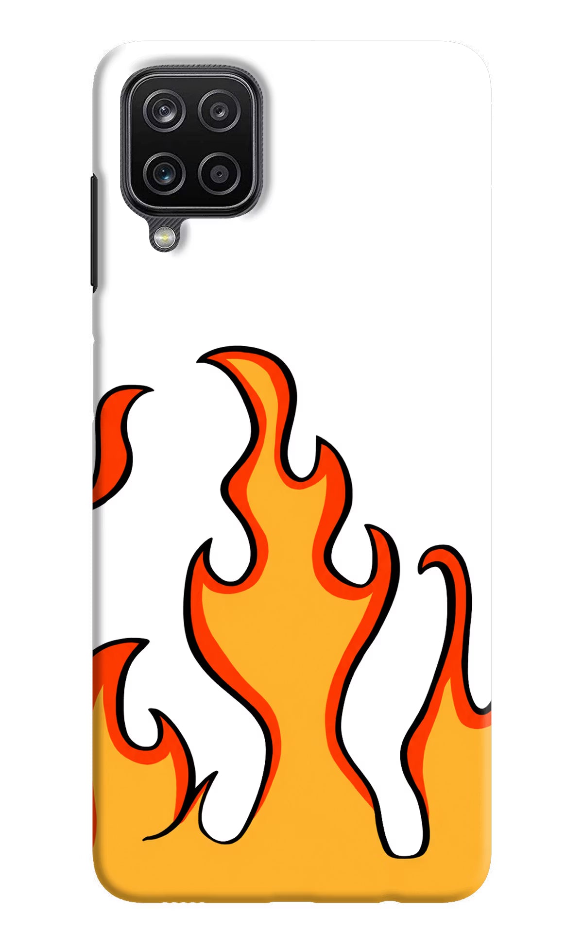 Fired Up – White Samsung M12/F12 Hard Case Back Cover by Casekaro