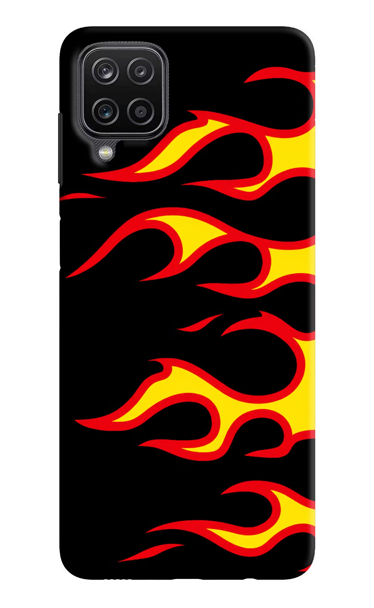 Side Sweep Flames Samsung M12/F12 Hard Case Back Cover by Casekaro