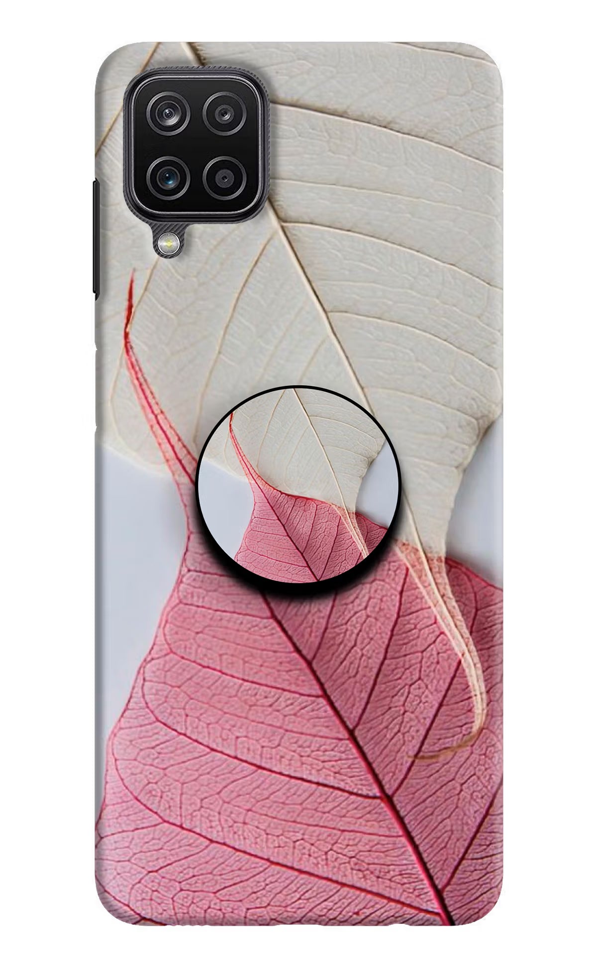 White Pink Leaf Samsung M12/F12 Pop Case by Casekaro