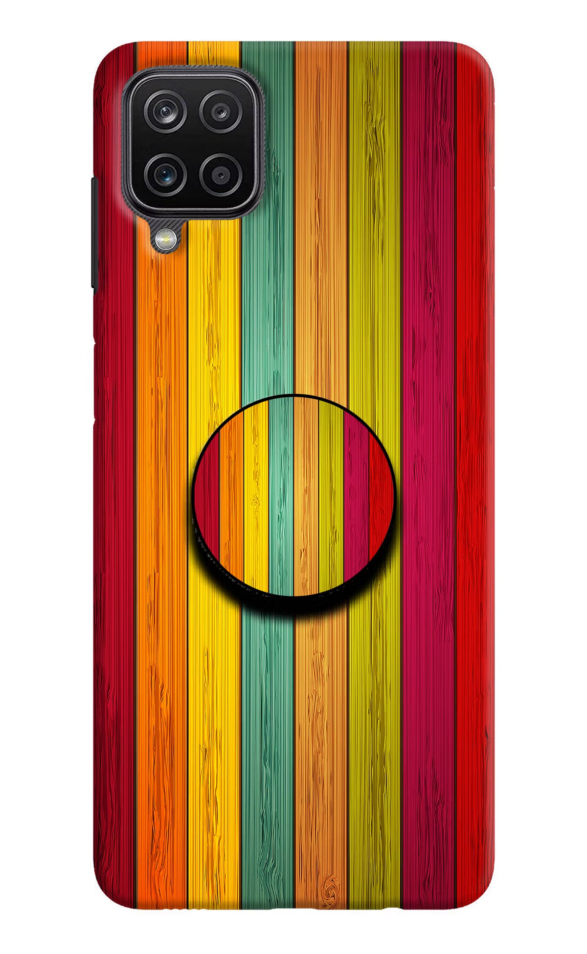 Multicolor Wooden Samsung M12/F12 Pop Case by Casekaro