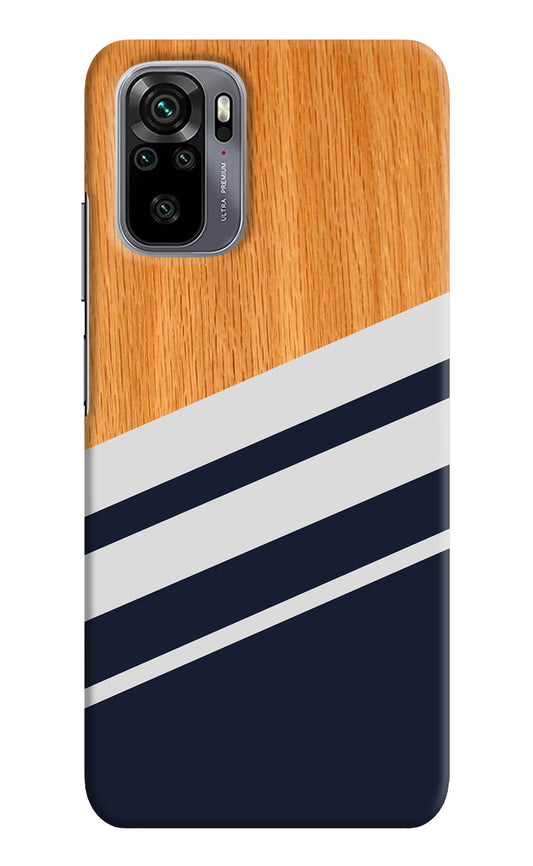 Blue and white wooden Redmi Note 10/10S Hard Case Back Cover by Casekaro
