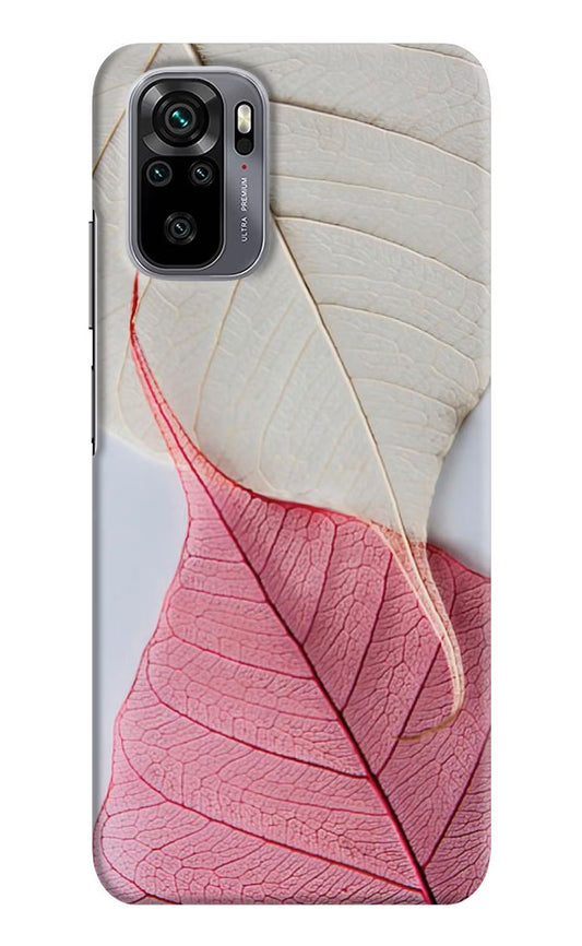 White Pink Leaf Redmi Note 10/10S Hard Case Back Cover by Casekaro