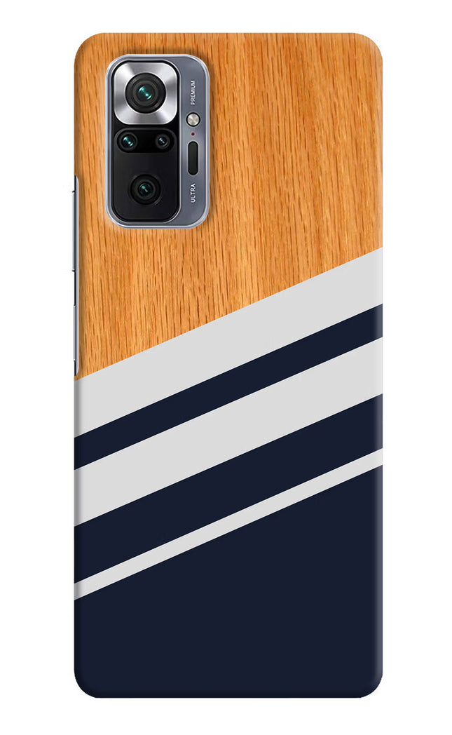 Blue and white wooden Redmi Note 10 Pro Hard Case Back Cover by Casekaro