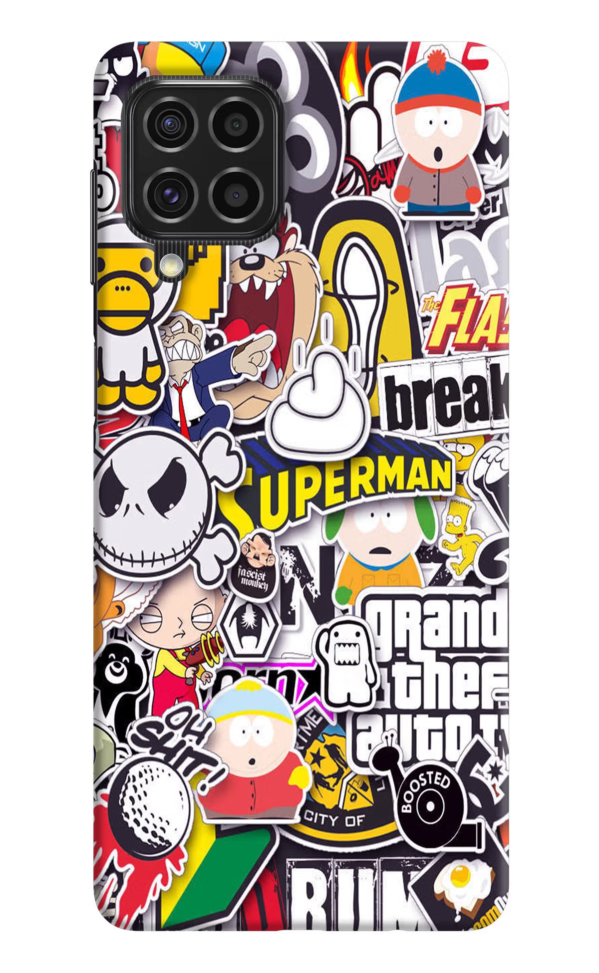Sticker Bomb Samsung F62 Hard Case Back Cover by Casekaro