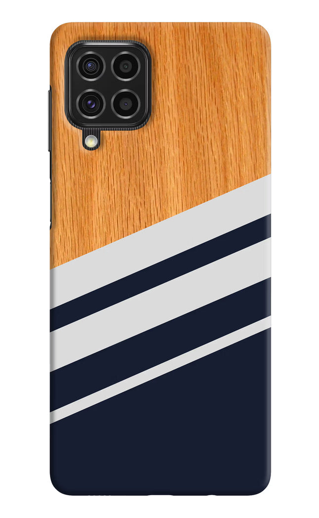 Blue and white wooden Samsung F62 Hard Case Back Cover by Casekaro