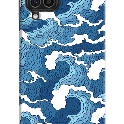 Blue Waves Samsung F62 Hard Case Back Cover by Casekaro