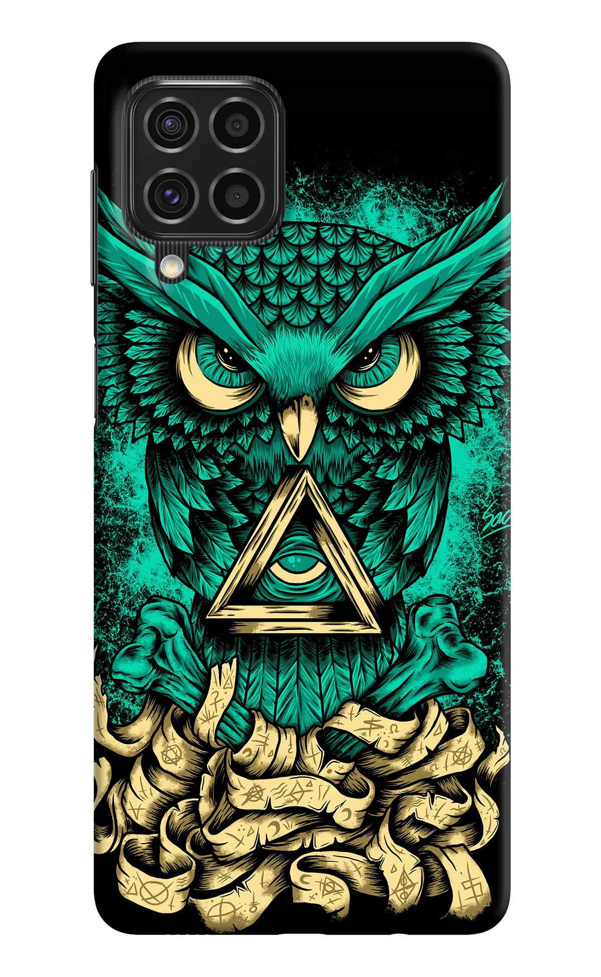 Green Owl Samsung F62 Hard Case Back Cover by Casekaro
