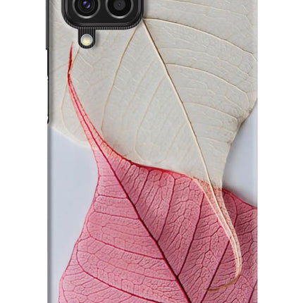 White Pink Leaf Samsung F62 Hard Case Back Cover by Casekaro