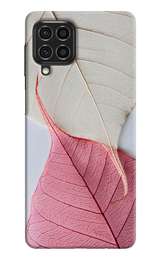 White Pink Leaf Samsung F62 Hard Case Back Cover by Casekaro