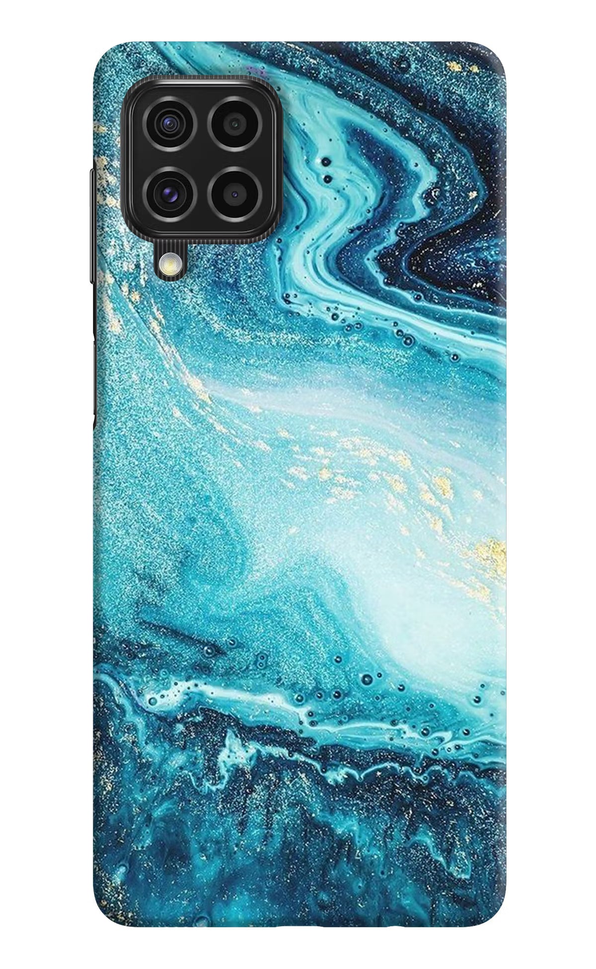 Blue Glitter Marble Samsung F62 Hard Case Back Cover by Casekaro
