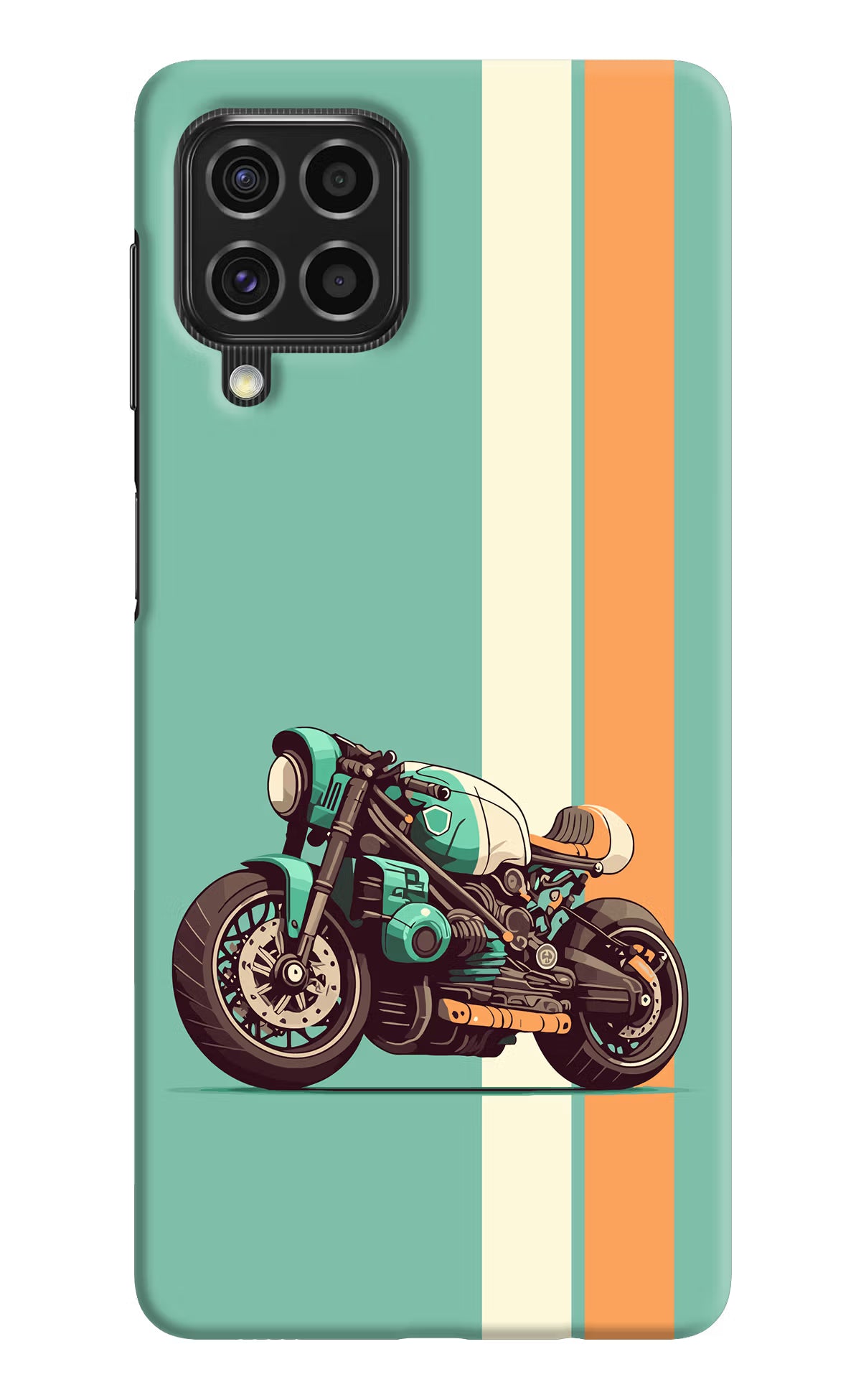 Striped Moto Drift Samsung F62 Hard Case Back Cover by Casekaro