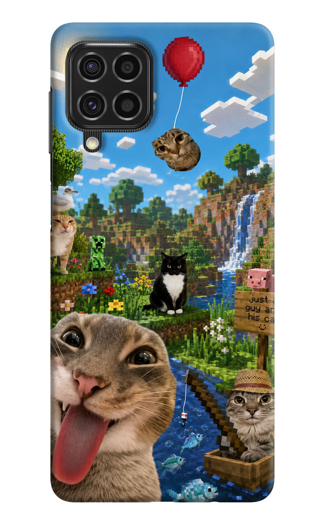 Minecraft Cat Chaos Samsung F62 Hard Case Back Cover by Casekaro