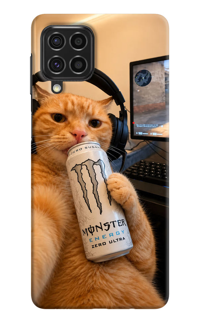 Gamer Cat Energy Samsung F62 Hard Case Back Cover by Casekaro