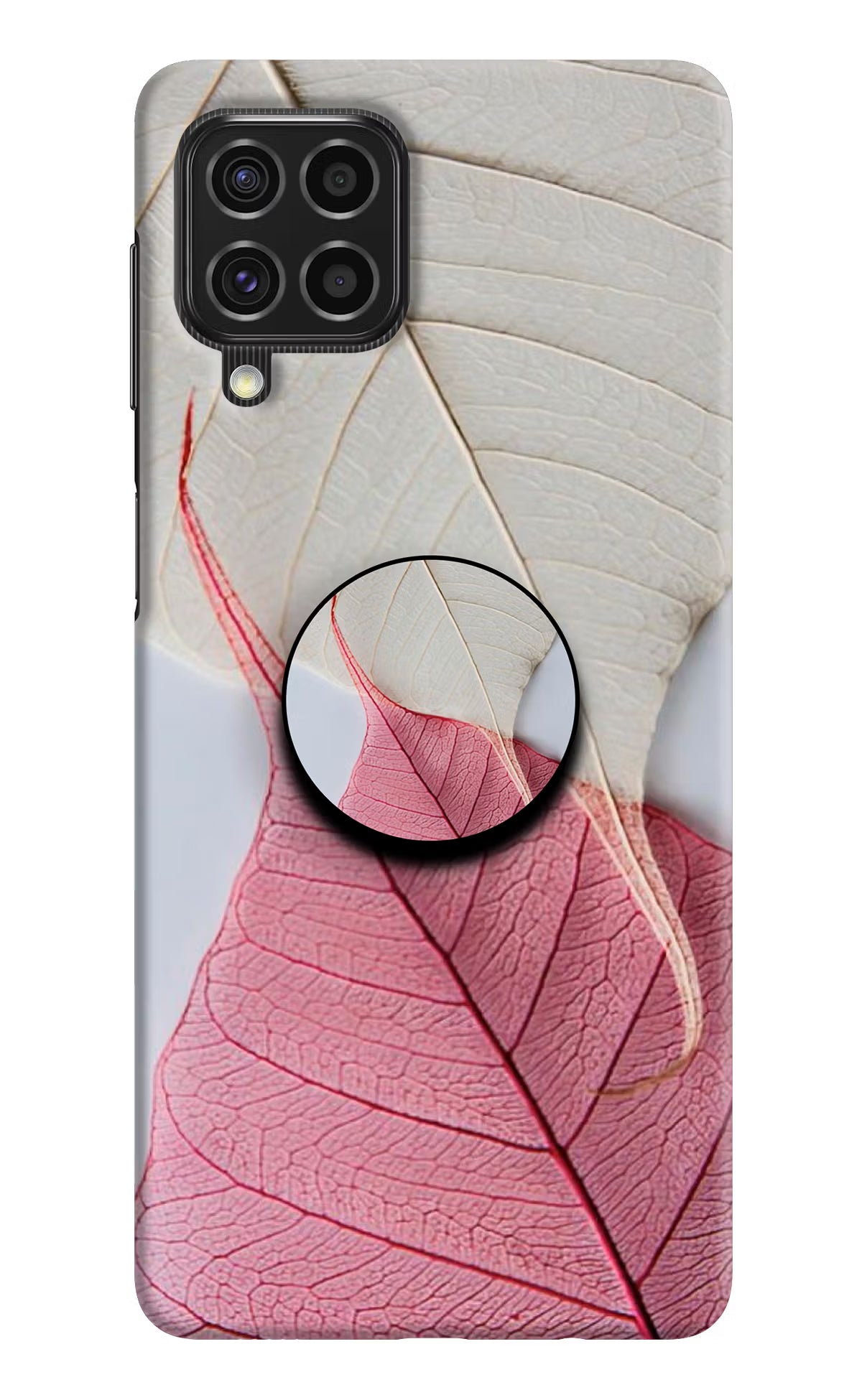 White Pink Leaf Samsung F62 Pop Case by Casekaro