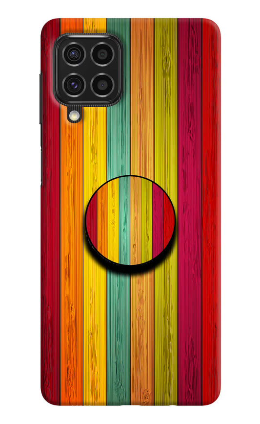 Multicolor Wooden Samsung F62 Pop Case by Casekaro
