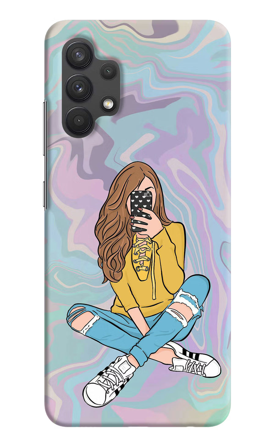 Selfie Girl Samsung A32 4G Back Cover, Hard case
