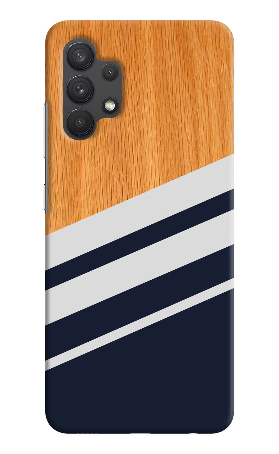 Blue and white wooden Samsung A32 4G Back Cover, Hard case